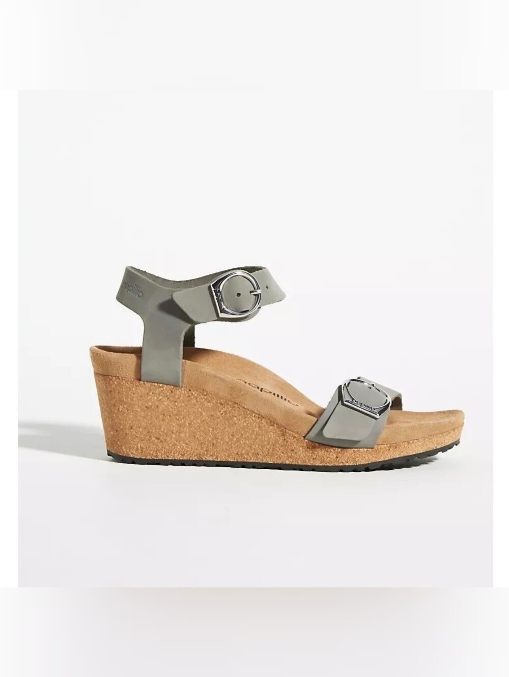 Birkenstock Papillio Dove Gray Ring Buckle Wedge Sandal Size 39